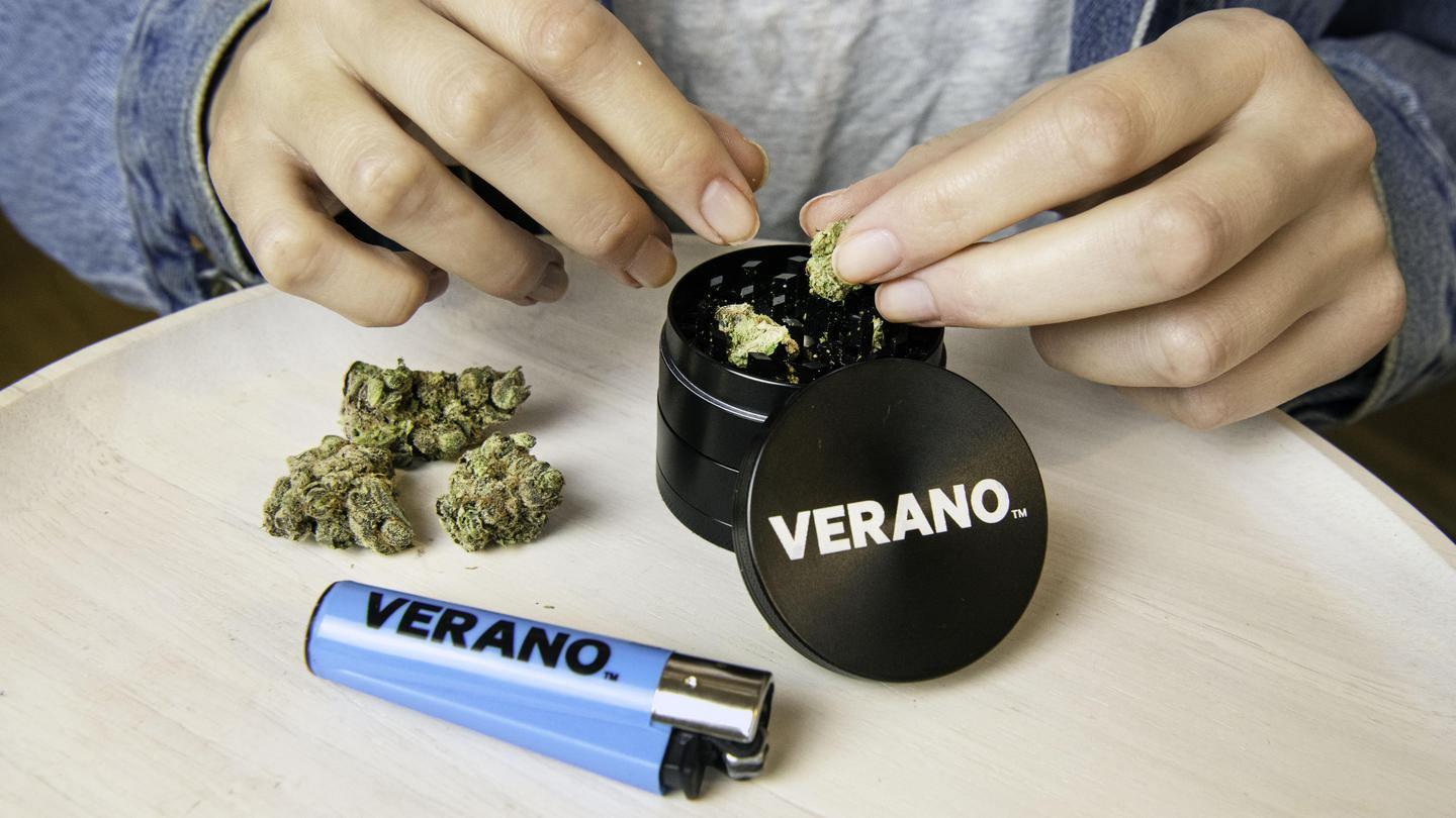 grinding up cannabis